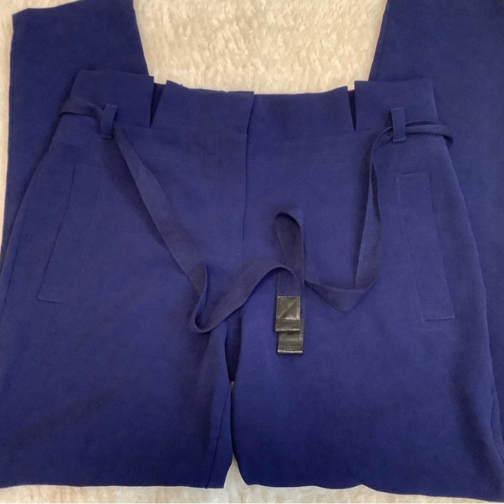 BURBERRY Brit Women’s Navy Blue Trousers With Tie Waist